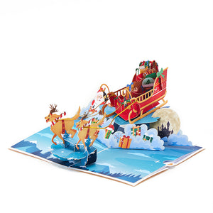 Weihnachts-3d-pop-up-karte, Weihnachts-hundeschlitten-grußkarte - DePhotoBoxer