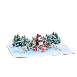 Weihnachts-3d-pop-up-karte, Weihnachts-schneemann-dschungel-grußkarte - DePhotoBoxer